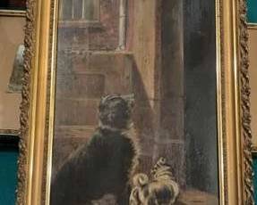 Signed Original Artwork Two Dogs At The Door