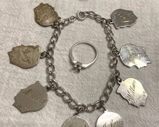 Sterling Silver Charm Bracelet And Ring