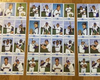3 Sheets Of Uncut 1981 Mariners Baseball Cards 
