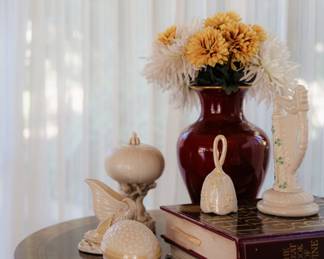 Belleek Footed Bowl And stutes 