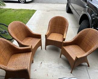 (4) Rattan chairs & tiled table