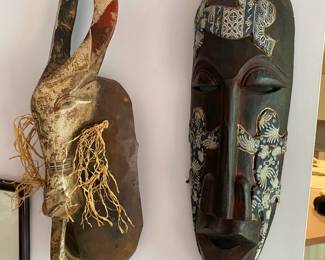 Authentic Masks (most appear to be from Africa, a lot of Ivory Coast pieces - more info hopefully at the sale) $ 80-$ 200 each.