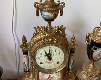 Lencini Italian Clock / Garniture Set with Key $ 194.00