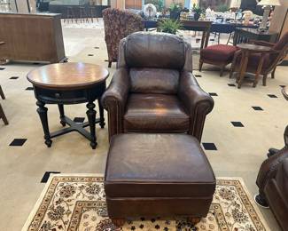 Flexsteel leather chair & ottoman.