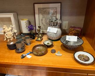 Beautiful decorative and useable ceramics for sale during in-person shopping Friday and Saturday.
