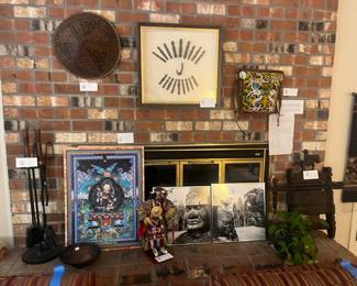 Beautiful pieces for sale during in-person shopping Friday and Saturday unless featured separately in following photos with a price. Including framed black and white photographs of Angkor Wat pre Khmer Rouge destruction of the temple figures.