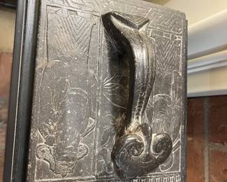 $2400. Black Stone manuscript weight carved with images of philosophers. Purchased in Beijing, age unknown. Hong Kong dealer appraised at $5000.