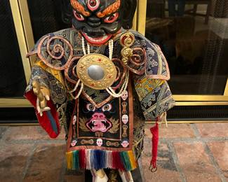 $140. Doll wearing the costume of Yama Dharmaraja. In Hindu mythology, Yama Dharmaraja is the god of death and the final judge of soul. Shamanistic drives out evil spirits, third eye symbolized inner insight. 19" tall