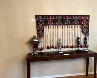 view of the tent entrance hanging from a distance.