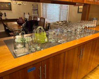 Orrefors crystal stemware and other glass and crystal items for sale during in-person shopping Friday and Saturday