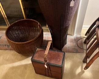 Baskets and boxes for sale during in-person shopping Friday and Saturday.