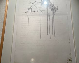 Sketch of Temple Wat roof. Signed and numbered 40/300 by Vorakorn Metmanorom. Sold as a set of three. Price is in photo showing all three.