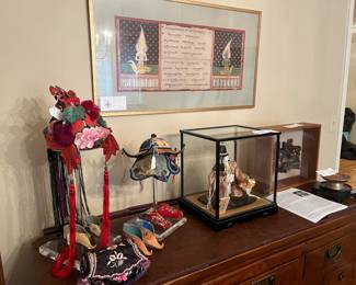 Vintage chinese hats and other items for sale during in-person shopping Friday and Saturday.