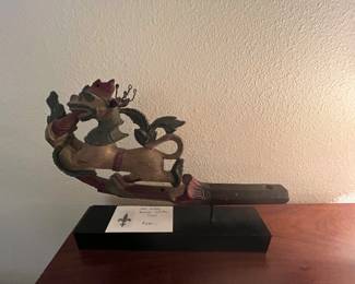 $640. 18th Century Burmese carved "Chinthe" (lion).