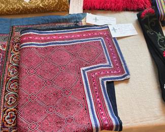 Beautiful textiles from all over Southeast Asia for sale in person Friday and Saturday.