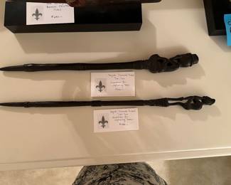 $580 Dayak (Sarwak Tribal) Tun-Tun Guardian for capturing boar. Upper one. $480 Dayak (Sarwak Tribal) Tun-Tun Guardian for capturing boar. Bottom one.