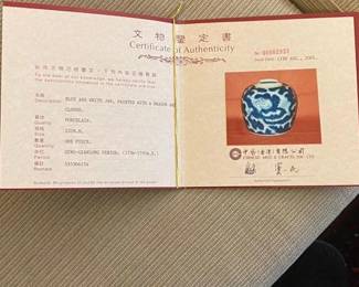 Certificate of authenticity