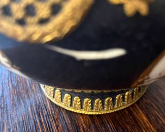 $60 Porcelain floral planter with bronze ormolu has hairline crack 5 x 5 1/2