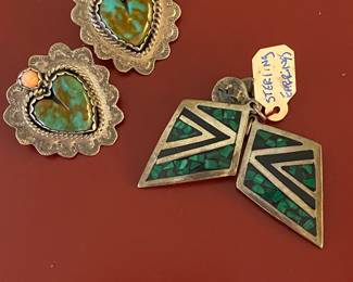 Two of few sterling pair of earrings - most unusual sets