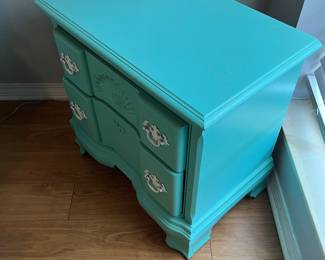 $196 Turquoise dresser w/6 drawers 50 X 17 X 31....w/1 drawer chest 27 X 16 X 25