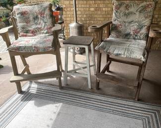 $150 - his and hers tall wood stools with back. 