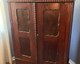 $750 Diminutive cabinet with 4 shelves hand made pegged construction 43 X 16 X 62 - Primitive fabulous!