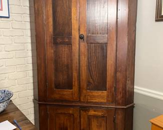 $800 - Primitive corner cabinet 46Wx24Dx86T painted blue inside 