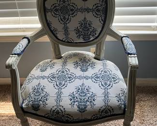 $75 French style Louis XVI chair blue and white 
