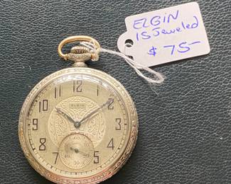 $75 - Elgin pocket watch 15J - wound up 