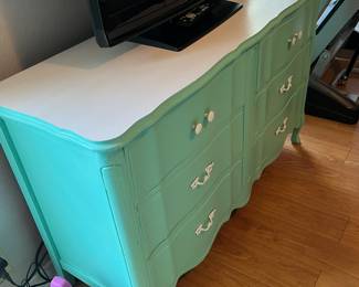 $196 Turquoise dresser w/6 drawers 50 X 17 X 31....w/1 drawer chest 27 X 16 X 25