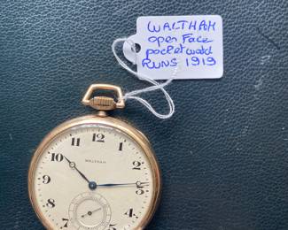 $150 - 1919 Waltham GF open face pocket watch - runs -  