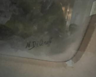 $150 - Watercolor Lake at Dawn M.Degraff 34x20 