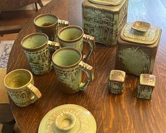 $120 Frankoma Aztec Prairie Green 2 canisters and more sold as a lot