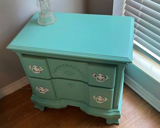 $196 Turquoise dresser w/6 drawers 50 X 17 X 31....w/1 drawer chest 27 X 16 X 25