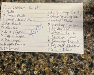 $195 Franciscan Apple Dinner ware 43 pieces 