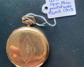 $150 - 1919 Waltham GF open face pocket watch - runs -  