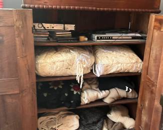 $750 Diminutive cabinet with 4 shelves hand made pegged construction 43 X 16 X 62 -Primitive fabulous!