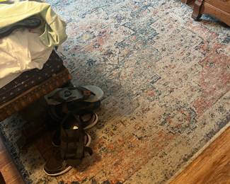 $48 Blue and pink print rug 64 x 87