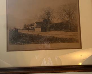 $150 - The home of Mary Arden mother of William Shakespeare 1895 Signed Ernest C. Rast etching titled 22 x 18