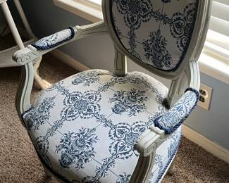 $75 French style Louis XVI chair blue and white 