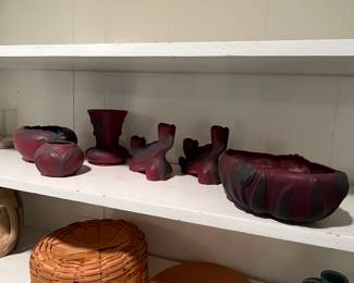 Van Briggle pottery Arts & Craft Collection Mulberry color - Longerberger basket with cover $36