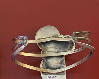 $200 - Navajo bracelet cup 2 1/2 inches diameter 3 large turquoise stones. 