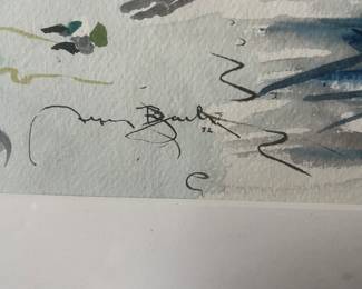 $250 Alfons Bach (1904-1999) Watercolor 27x21 - artist retired in Pensacola Fl .