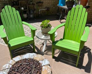 $100 Two lime green Adirondack wood chairs
