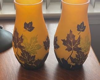 $150 Pair of Cameo glass vases 8T