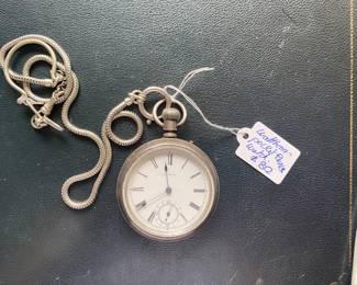 $80 - Waltham pocket watch with chain - Runs 
