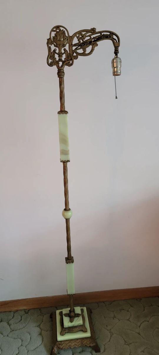 vintage art deco jadeite/uranium glass floor lamp