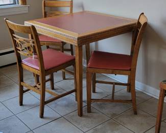 Mcm Coronet card table with 3  folding chairs