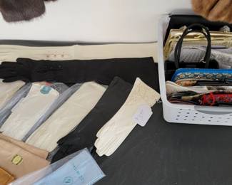 ladies vintage leather gloves, vintage wallets and bags