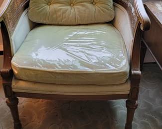 vintage velvet occasional cane back chair x2